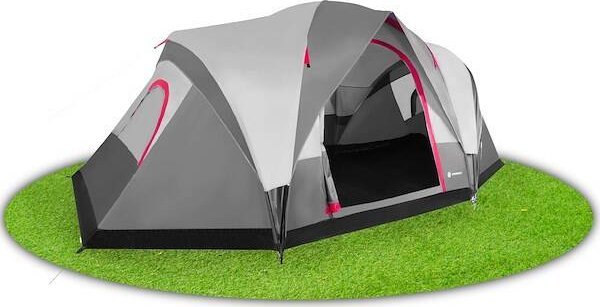 Namiot turystyczny Springos Namiot turystyczny 6-osobowy 215x450x180 cm z moskitierą i pokrowcem wodoodporny szary UNIWERSALNY