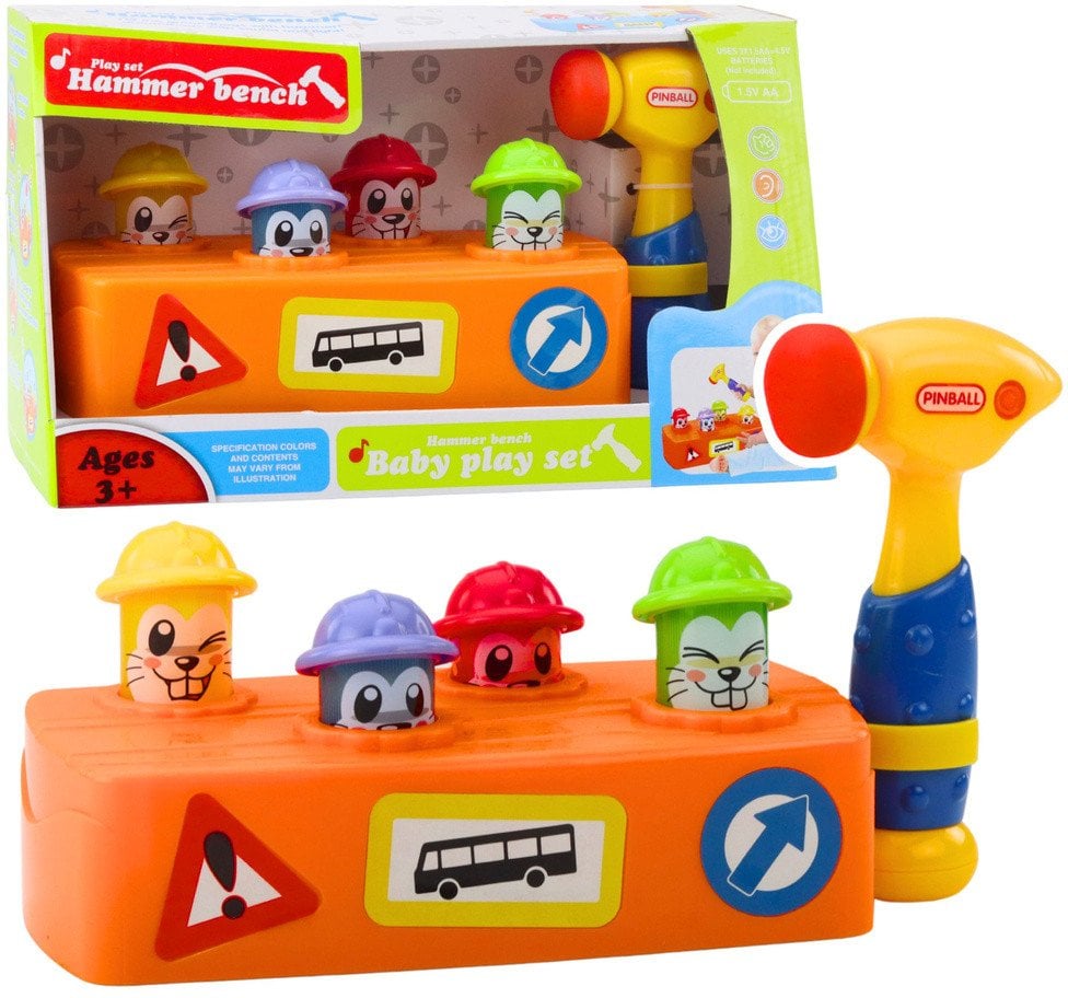 Zabawka Interaktywna Kolorowy Tłuczek Młotek Chomiki Roboty Drogowe
