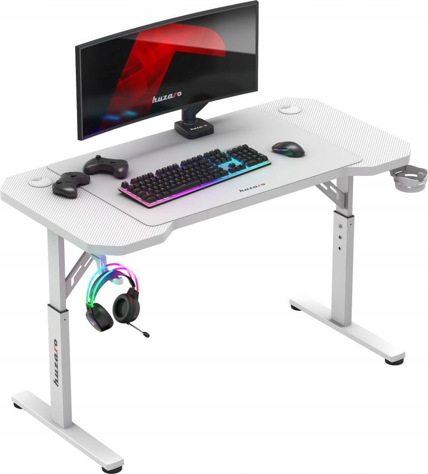 Biurko Huzaro Biurko Gamingowe Z Regulowaną Wysokością Huzaro Hero 2.6 White Podkładka