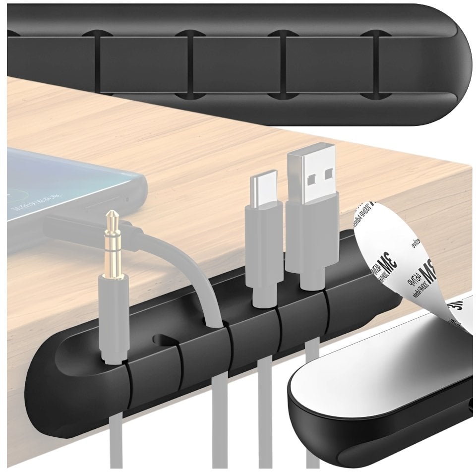 Organizer Hitbaits Samoprzylepny organizer na kable czarny KANZA