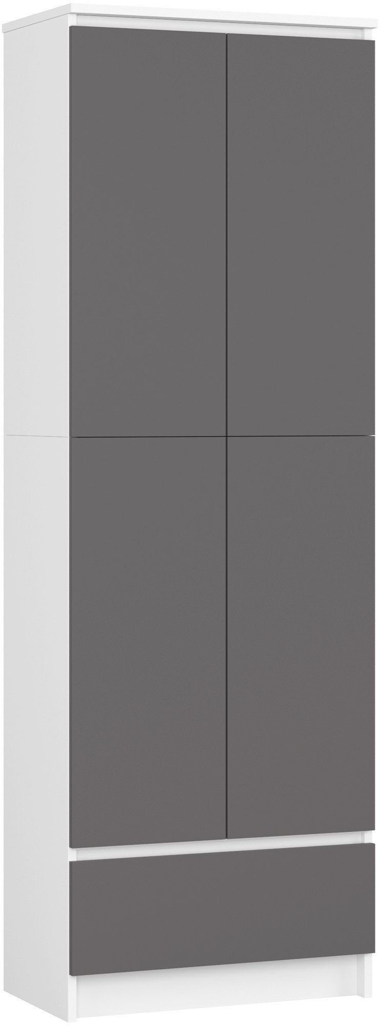 Fabryka Mebli Akord Regał biurowy szafa R 60 cm CLP 1 szuflada 2 drzwi - biały-grafit szary