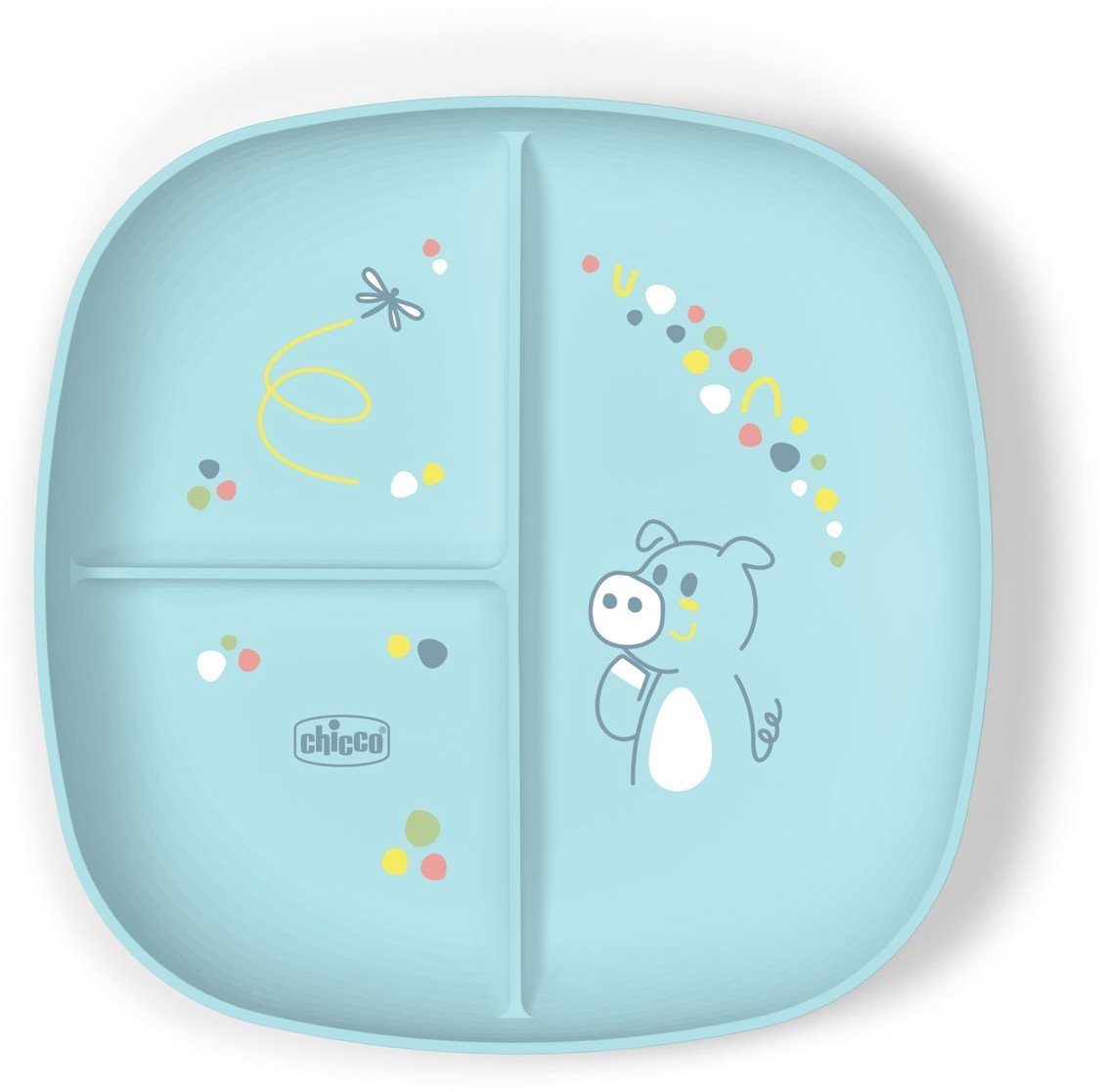 CHICCO-1600325-3-DZIELNY TALERZ NIEBIESKI 18M+