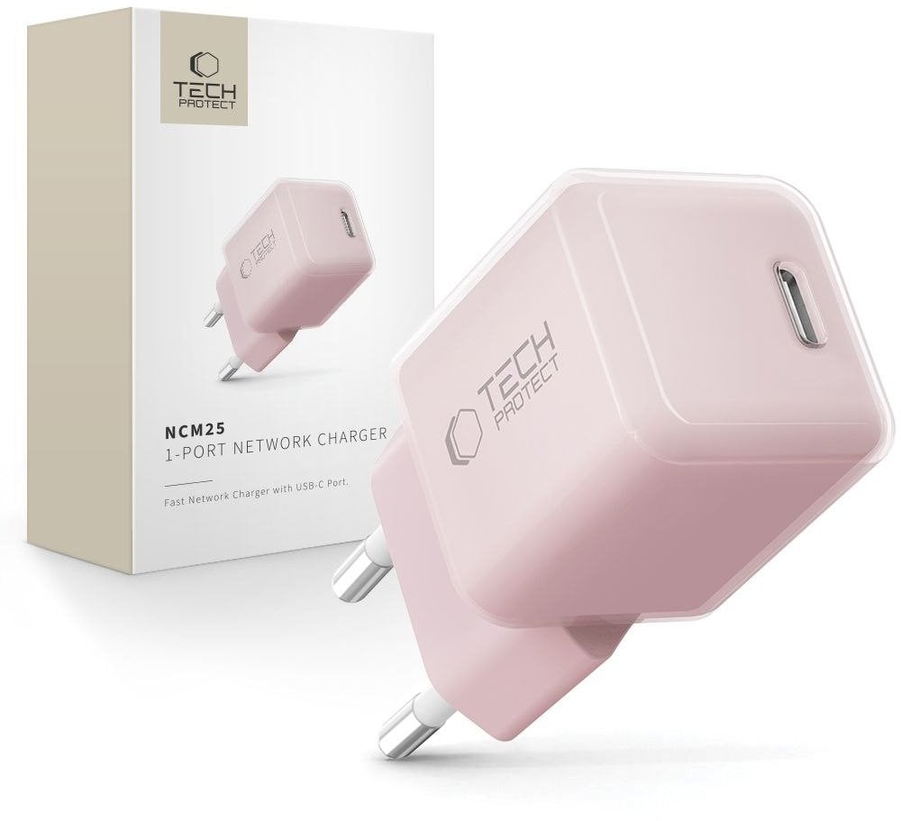 Ładowarka sieciowa Tech-Protect NCM25 USB-C Network Charger PD 25W Baby Pink