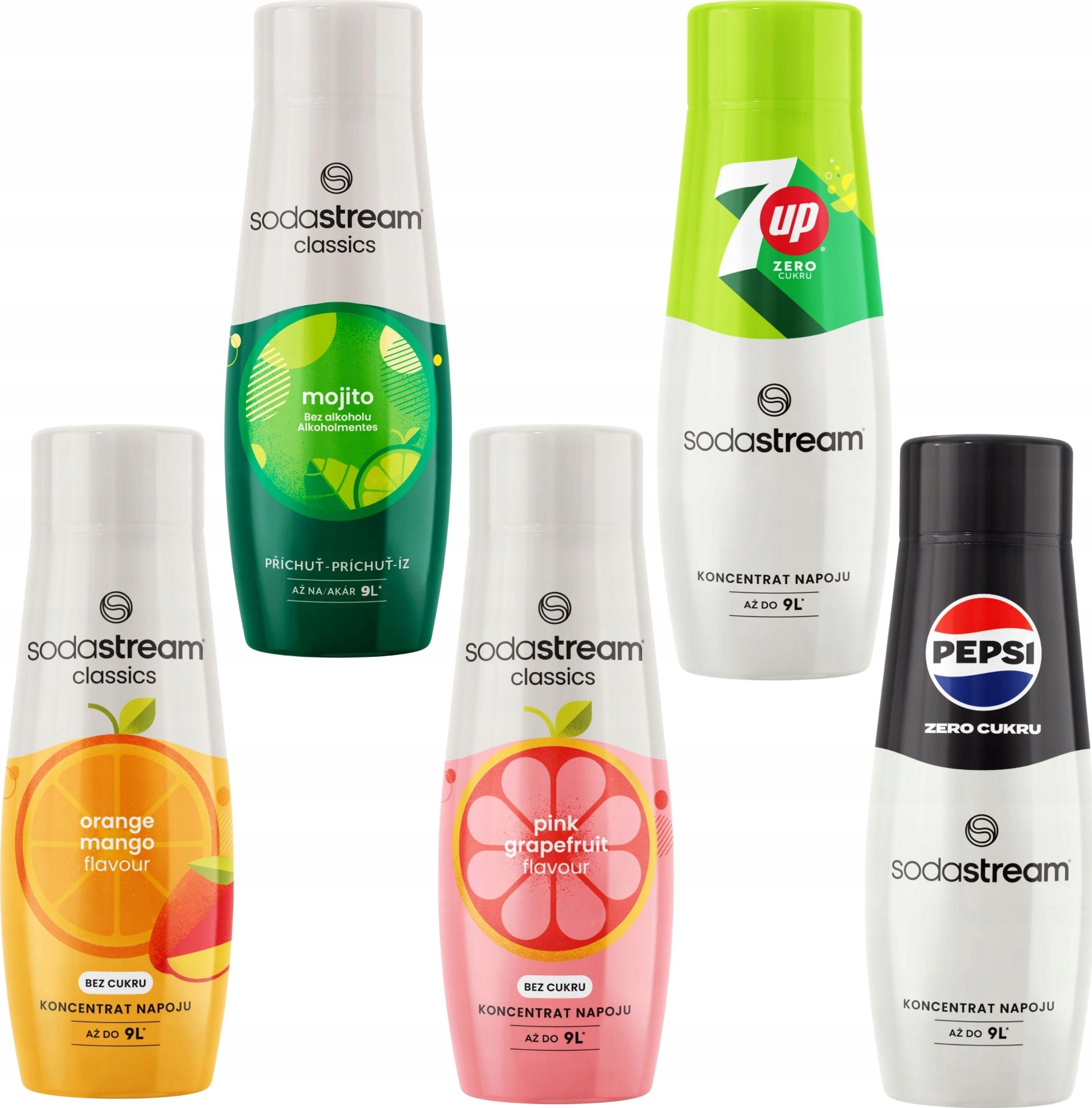 SODASTREAM Orange-Mango+ Mojito + Grapefruit + 7Up Zero + Pepsi Zero syropy