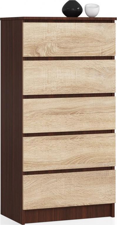 Fabryka Mebli Akord KOMODA K 60 cm 5 SZUFLAD WENGE / SONOMA