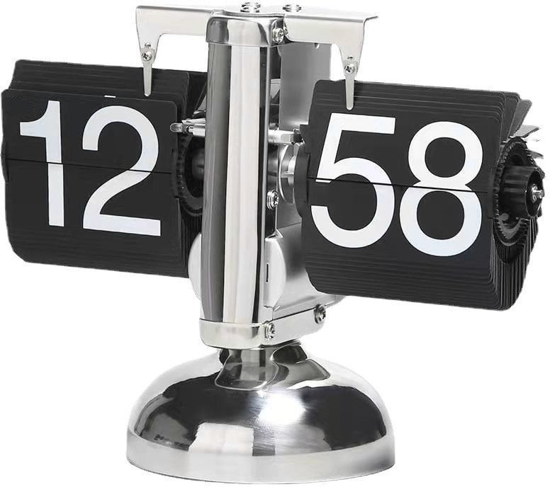 ZEGAR Klapkowy 24H RETRO Mechaniczny VINTAGE FLIP na Baterie STALOWY