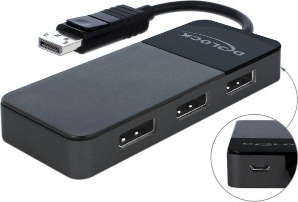 Delock Splitter video Displayport męski - 3x Displayport żeński