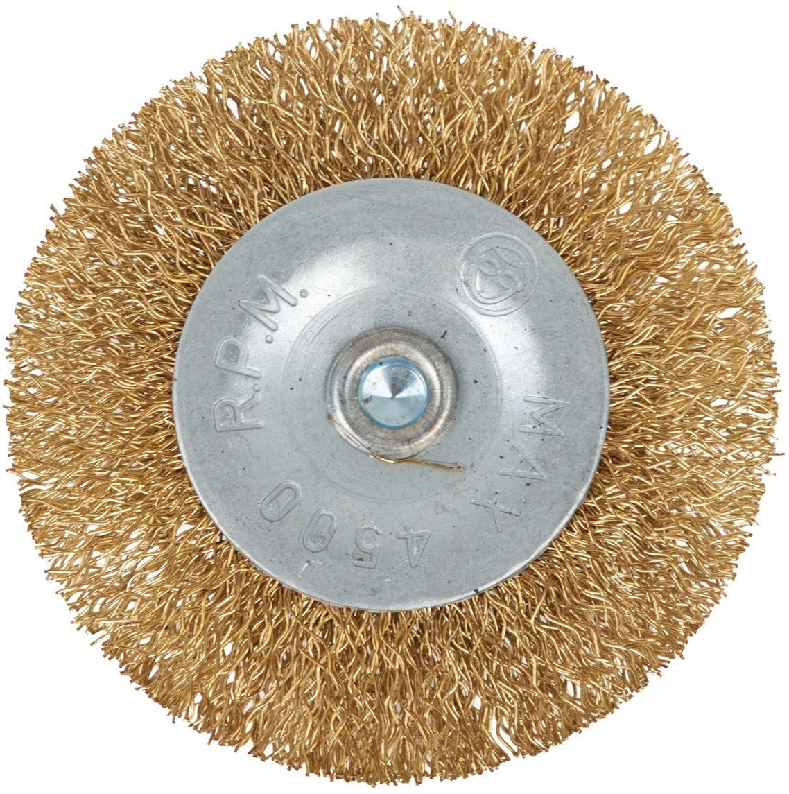 Szczotka druciana tarcz. mosiądz 60mm z trzpieniem (100)