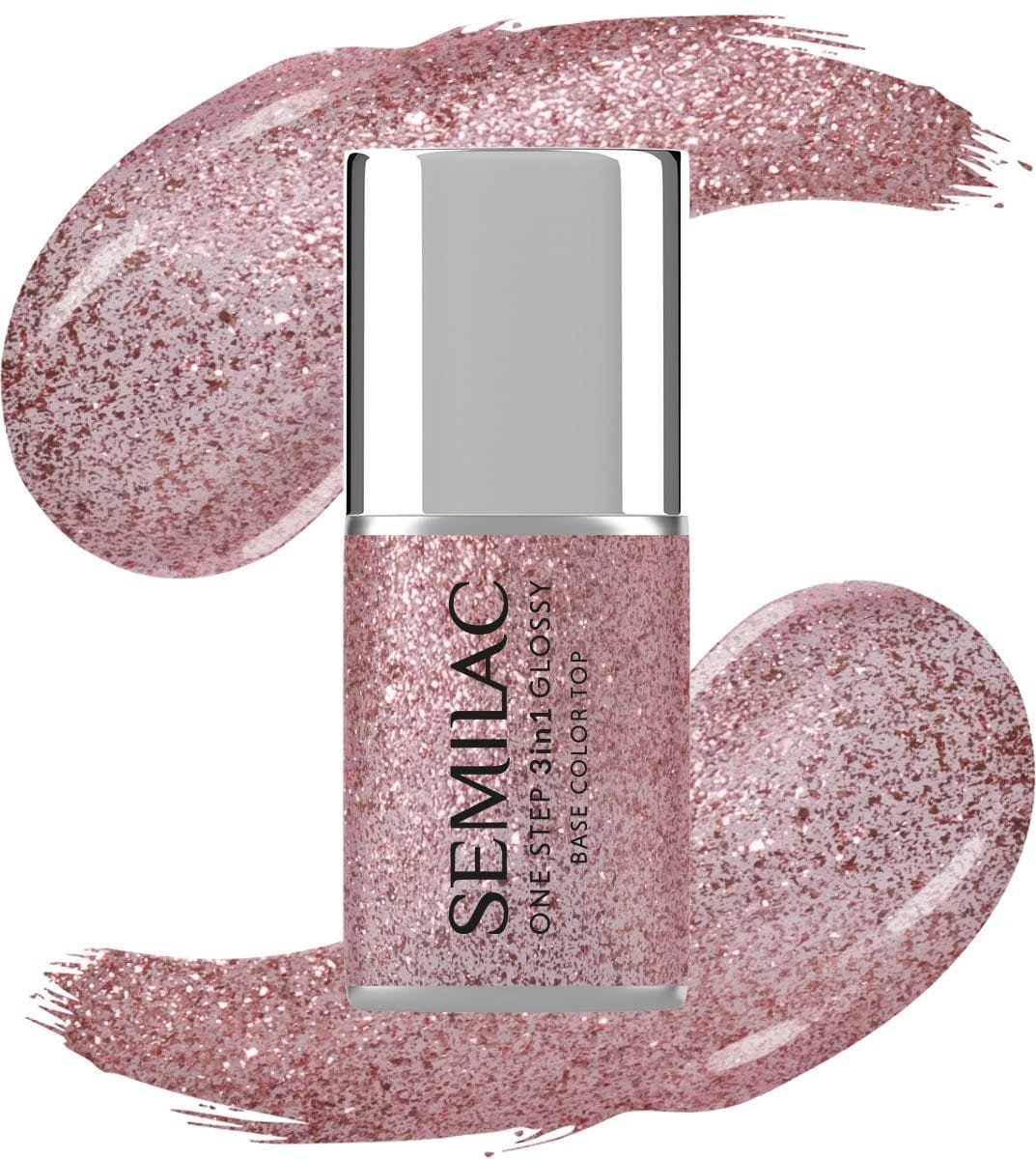 SEMILAC One Step Glossy 3in1 Lakier hybrydowy do paznokci S250 Glitter Pink 7 ml