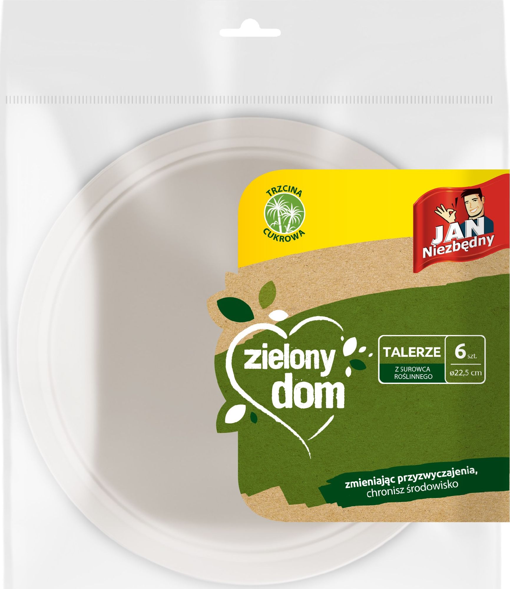 JAN Niezbędny Talerz z surowca roślinnego 1op.-6szt