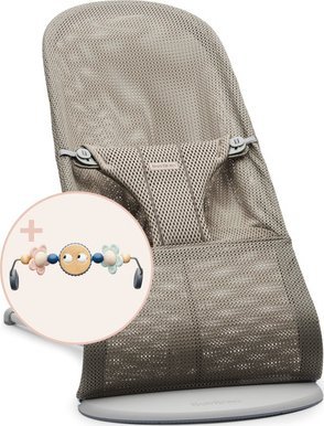 BabyBjorn BABYBJORN leżaczek BLISS Mesh, szary/beige + zabawka, 606102
