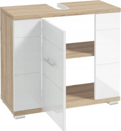 Szafka pod umywalkę z wycięciem na syfon 70x62,5x31,5cm Dąb sonoma Biały Rita