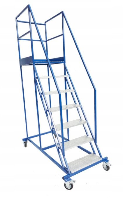 Stalowy podest roboczy, jezdny 6 stopni i platforma (standard)