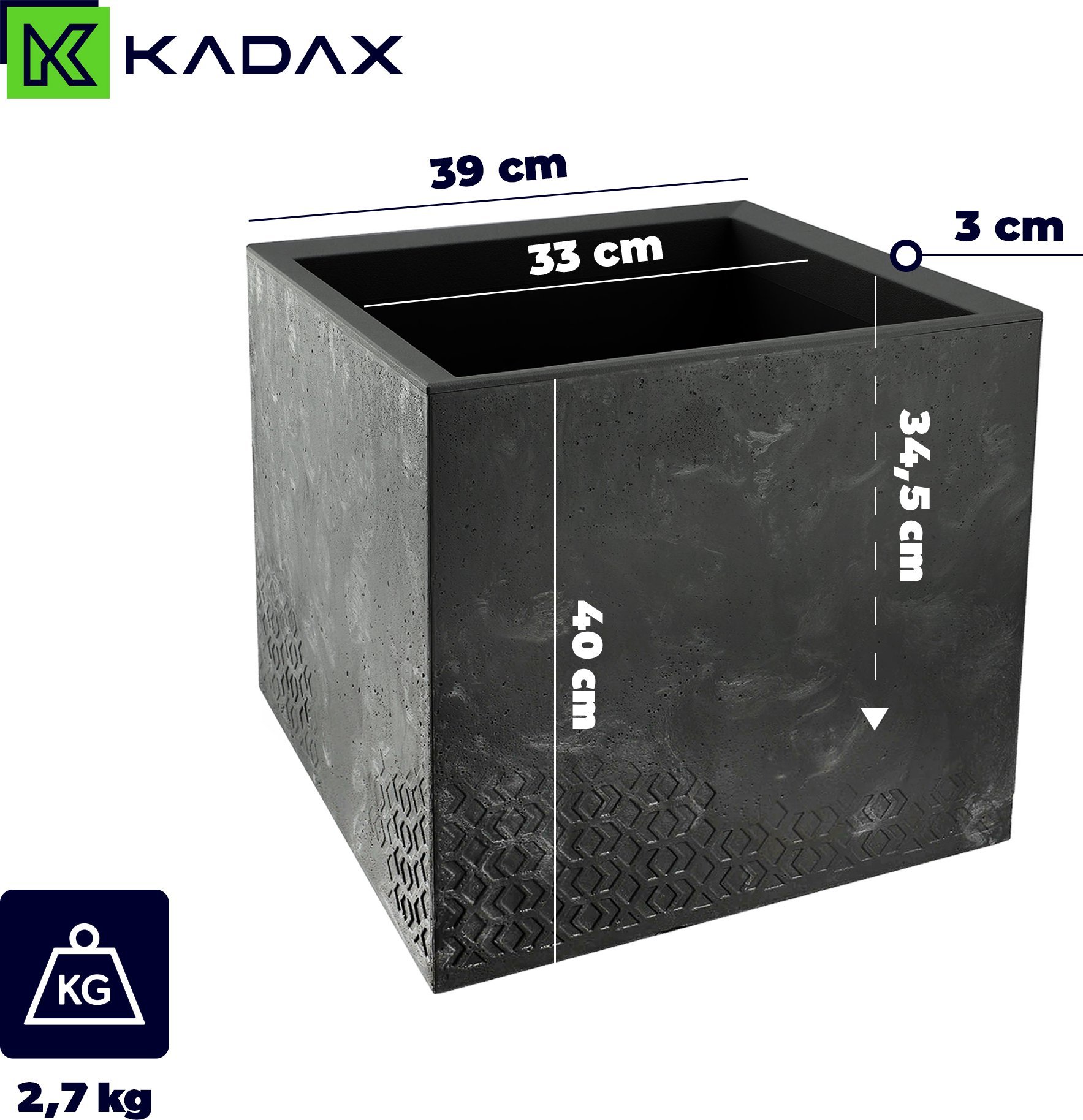 Kadax KADAX Doniczka Donica Kwietnik Skrzynia Wysoka 40cm Ogrodowa Na Kółkach Eko