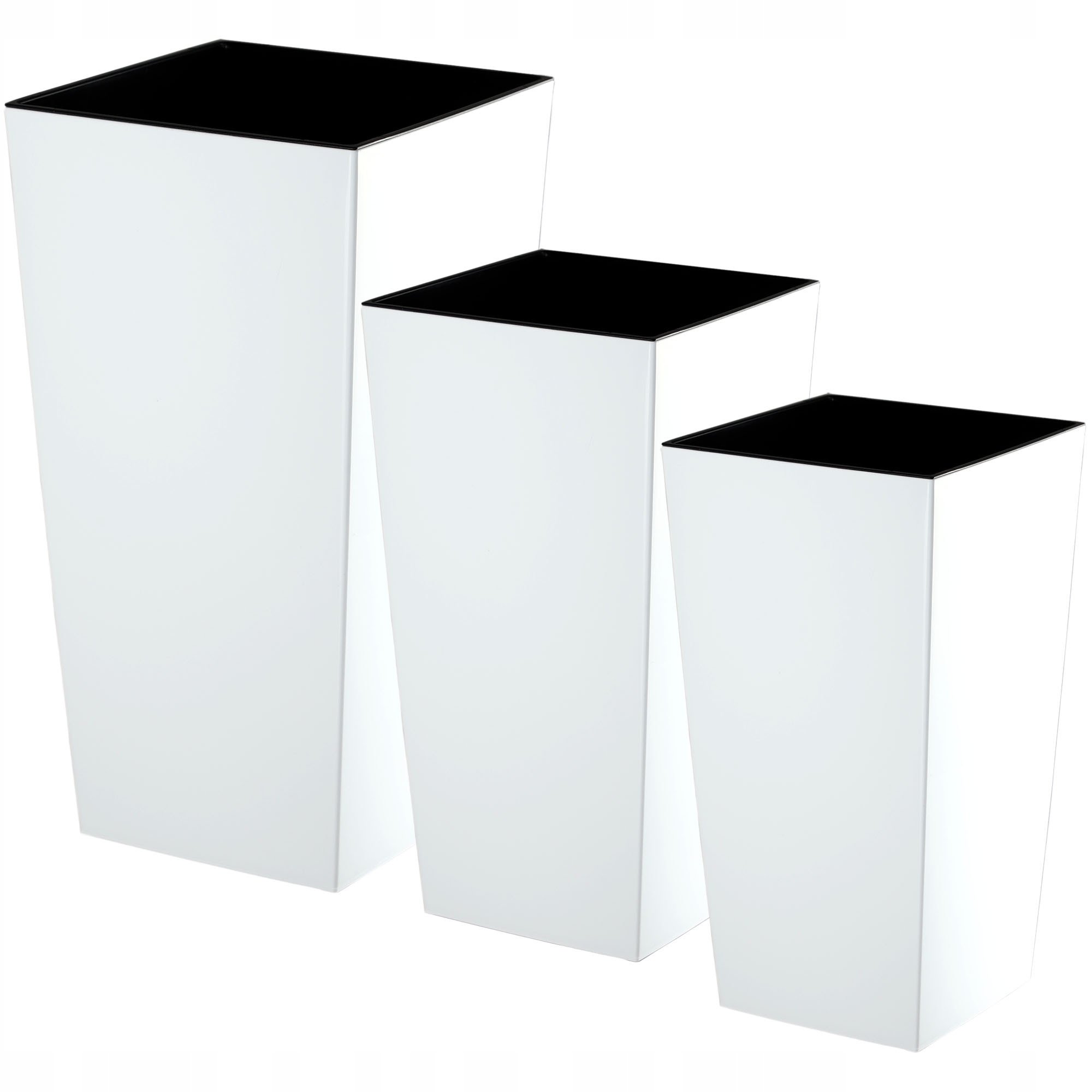 KADAX Zestaw 3x Doniczka Donica + Wkład Biała Kwietnik Wysoka Ogrodowa 57cm