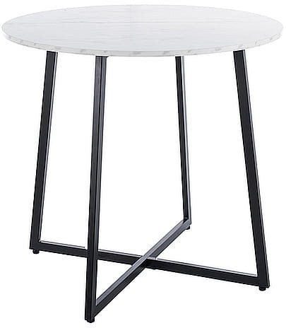 Stół okrągły LUNA fi 90 biały efekt marmuru/czarny