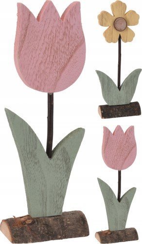 Koopman Kwiatek dekoracja stojąca drewniana 26 cm