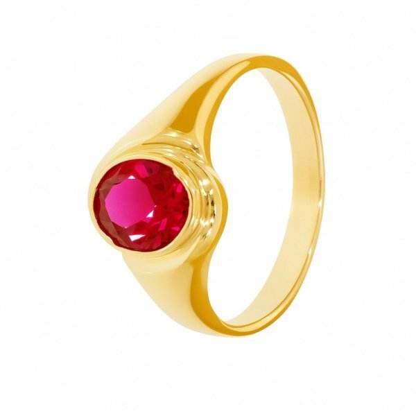 Caspol Złoty Pierścionek z Rubinem syntetycznym PR.01363 Biżuteria Damska Złoto 585