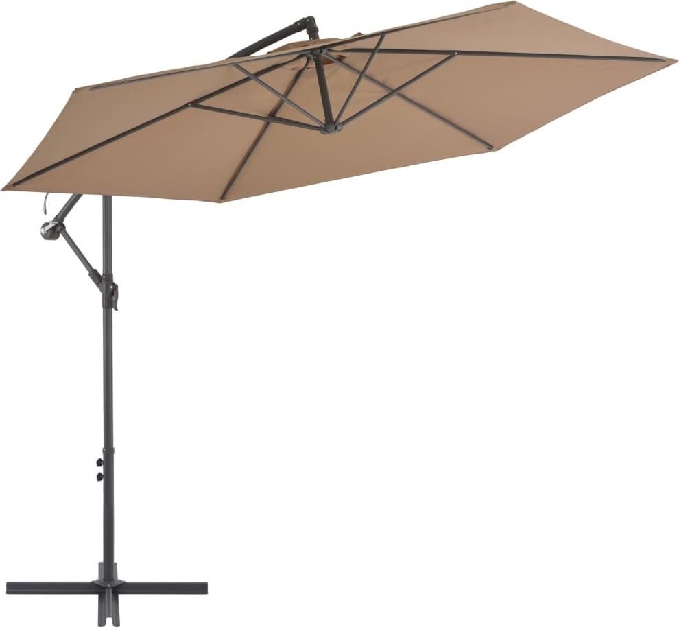 vidaXL Parasol wiszący z aluminiowym słupkiem, 300 cm, kolor taupe
