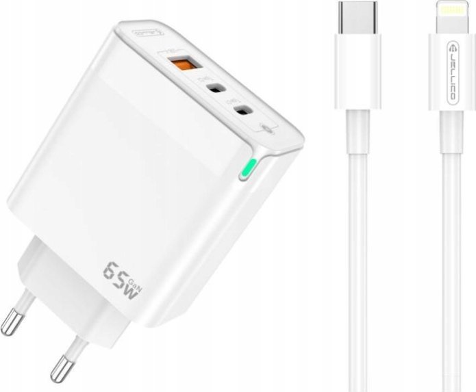 Ładowarka Jellico Ładowarka Szybka Quick 65W 2 x USB-C USB3.0 kabel do iphone lightning