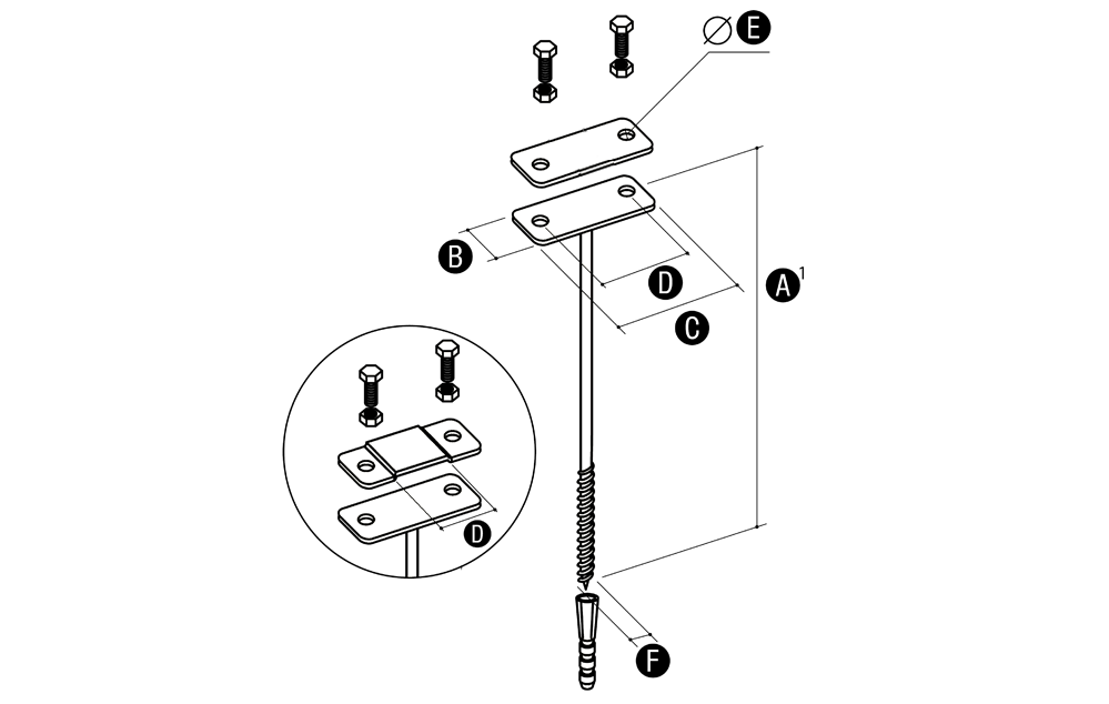 Elko-Bis Uchwyt z kołkiem wkręcany do bednarki 160x25mm ocynkowany