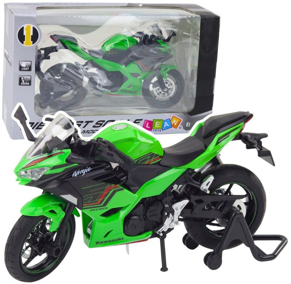 Motocykl Sportowy Metalowy Światła Dźwięki Zielony 1:12