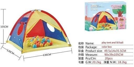 Namiot dziecięcy 130x130cm + 50 piłek