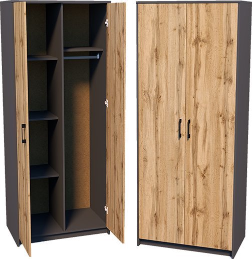 Meble-Bestseller Szafa Dwudrzwiowa Sz05 Grafit-Wotan 193x85x55 cm