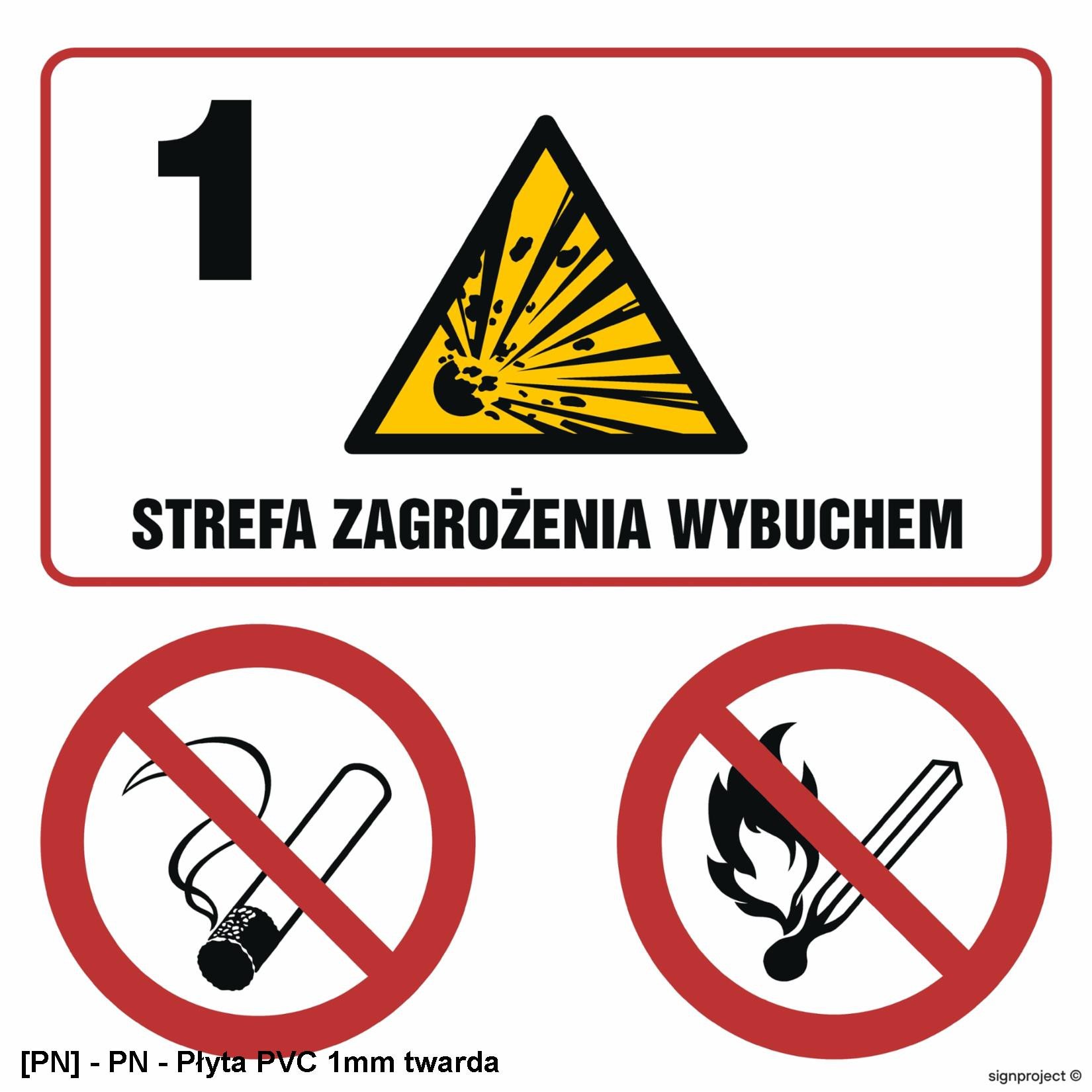 NB036 - Strefa zagrożenia wybuchem 1. Zakaz palenia. Zakaz używania otwartego ognia 200x200