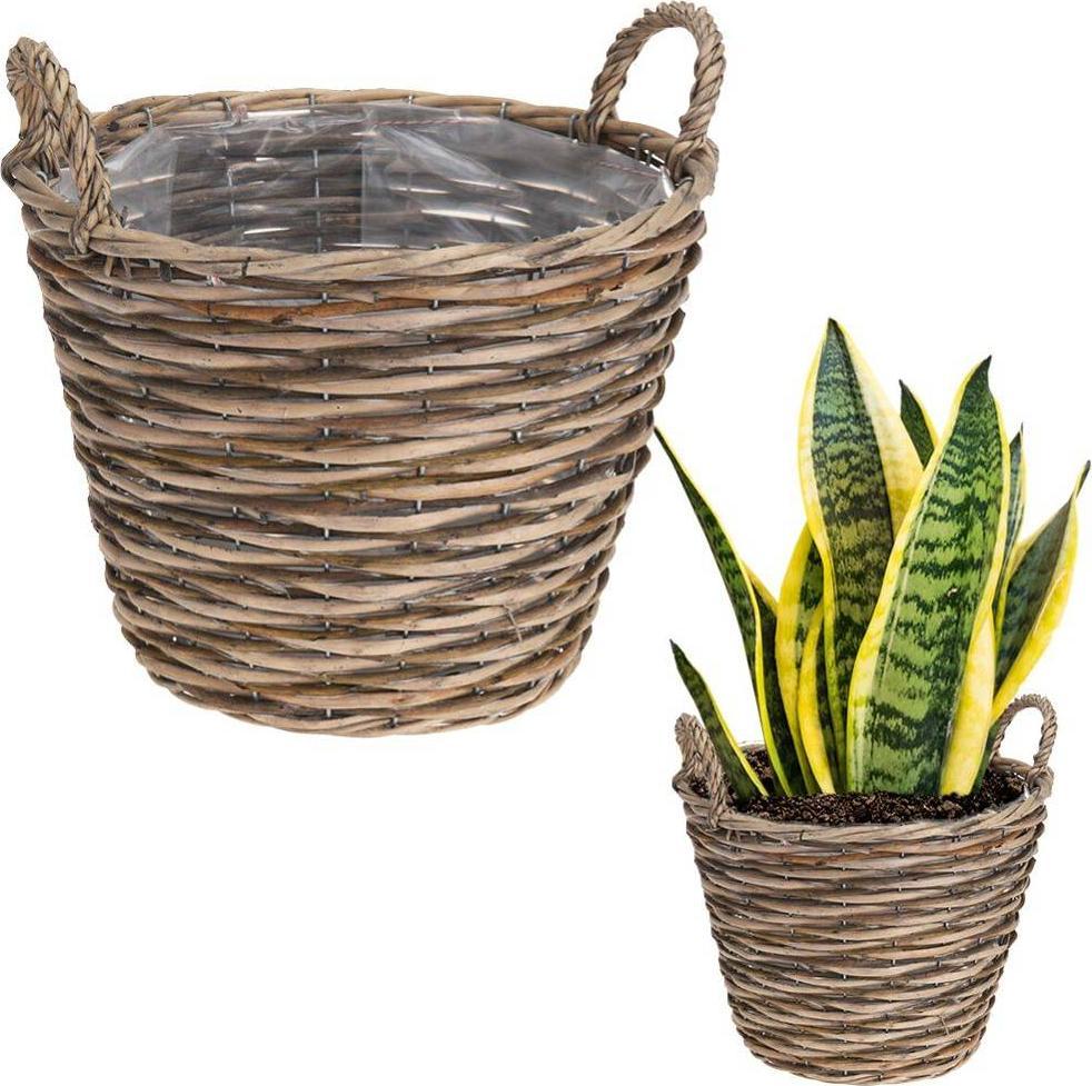 Affek Design Doniczka osłonka wiklinowa kosz koszyk z uchwytami na kwiaty rośliny 27x27 cm