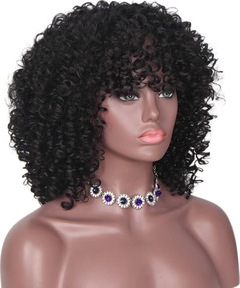 Korbi PERUKA WŁOSY KRÓTKIE KRĘCONE LOKI CZARNE AFRO W15