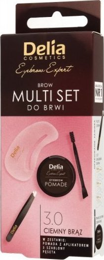 Delia DELIA Zestaw do brwi brąz pomada+pęseta+ szablon