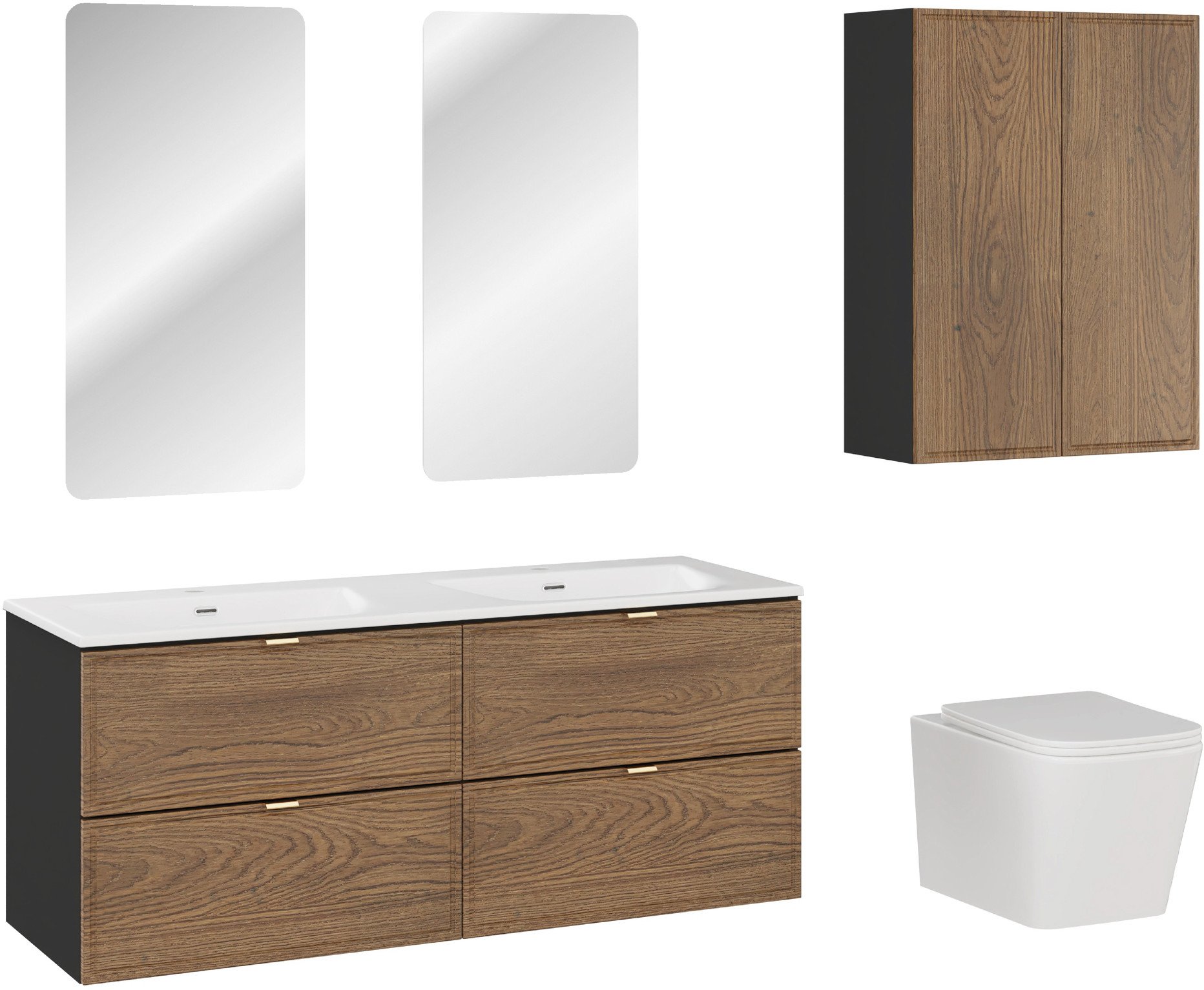 Zestaw meblowy 120cm z umywalką meblową SKY, półsłupkami i lustrami LED