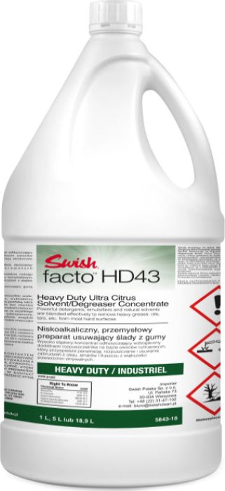Swish Swish Facto HD 43 - Silny preparat do odtłuszczania i usuwania śladów gumy - 5 l