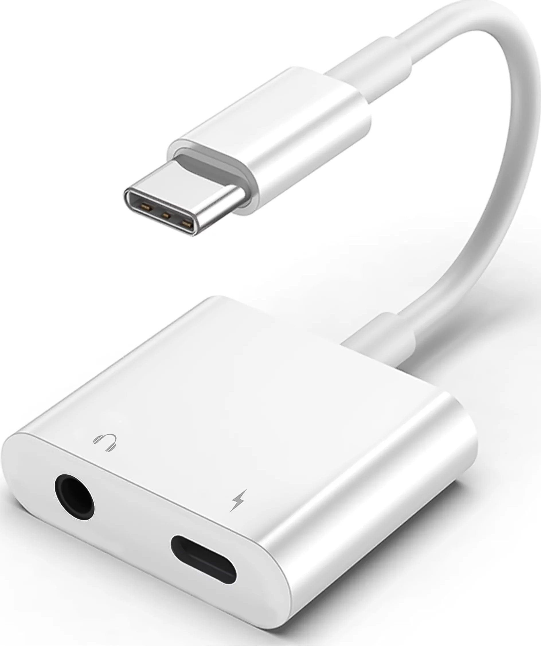Adapter USB-C do Mini Jack 3.5mm i USB-C Kabel AUX Alogy do Apple iPhone USB-C Biały