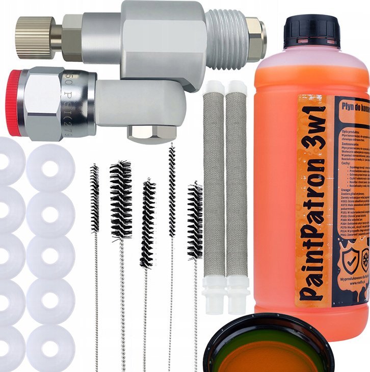 Rosfix Rosfix Zawór CleanShot do agregatu malarskiego+10X Uszczelka+Wyciory+2X Filtr paluszkowy biały 60+Płyn konserwująco-czyszczący do agregatu mala