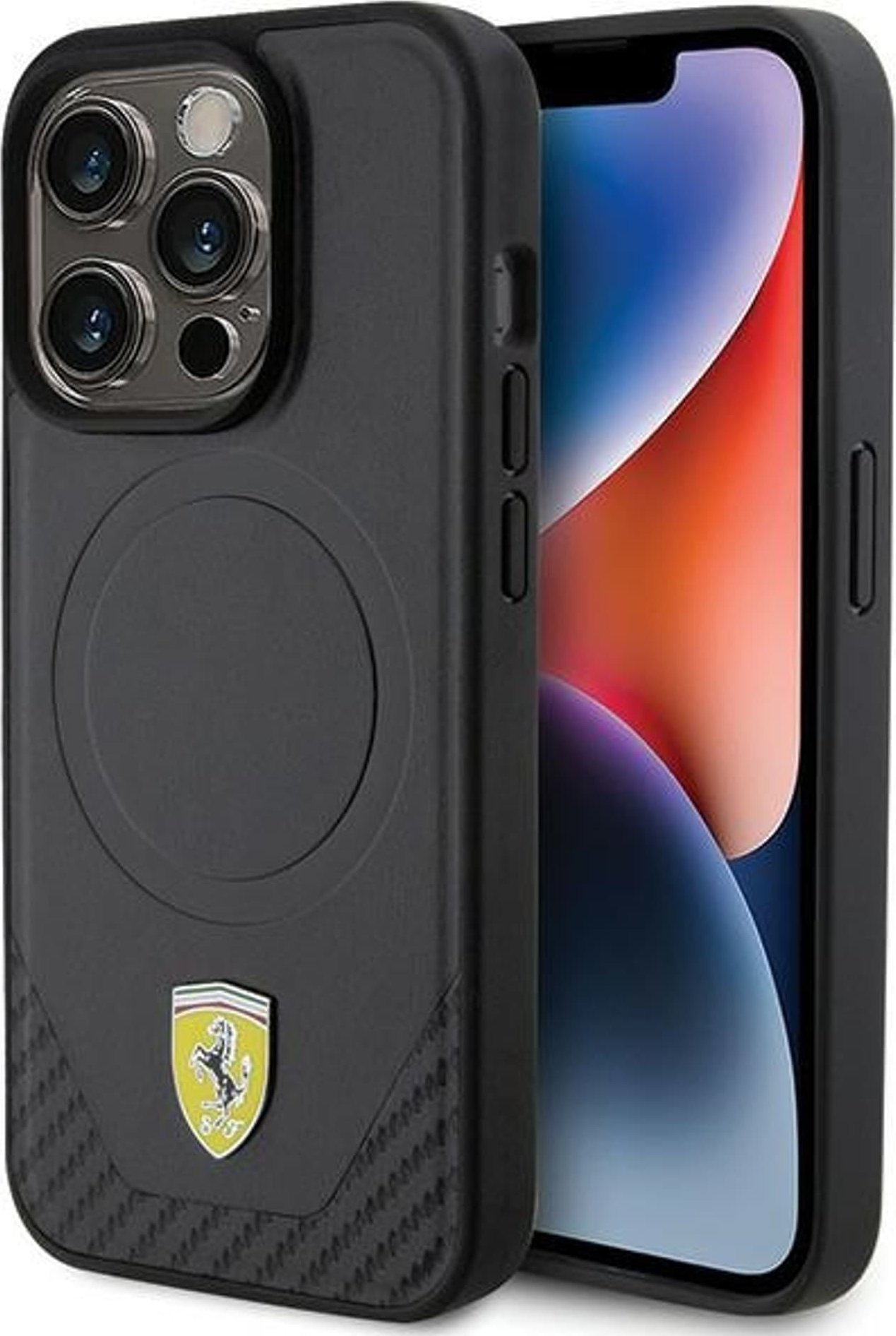 Ferrari FEHMP15LPTEK iPhone 15 Pro 6.1" czarny/black hardcase Carbon Metal Logo MagSafe