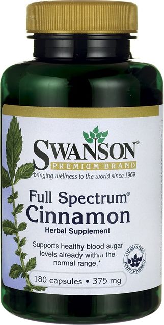 Swanson Swanson - Cynamon, 375mg, 180 kapsułek