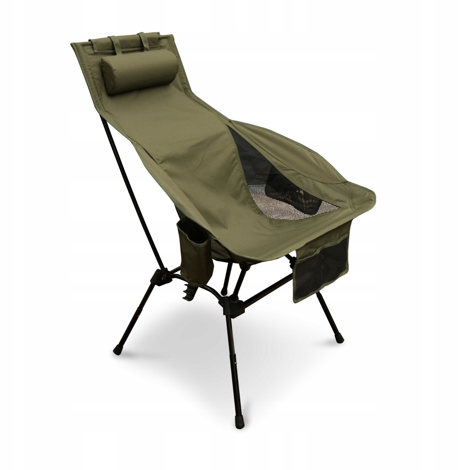 OFFLANDER DUŻE KRZESŁO KEMPINGOWE SKŁADANE OLIWKOWE