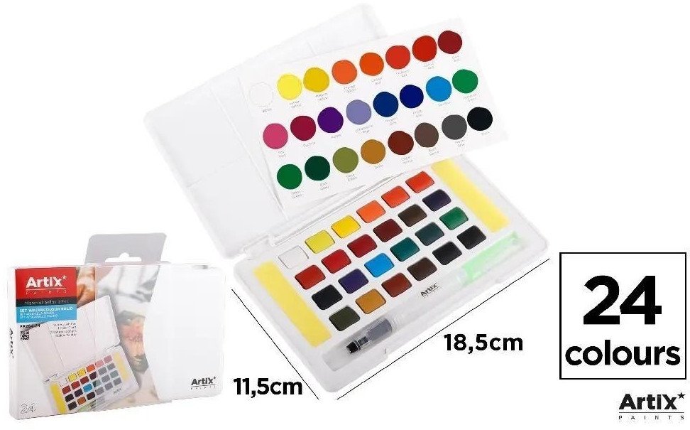Farba akwarelowa z pędzlem wodnym 24 kolory