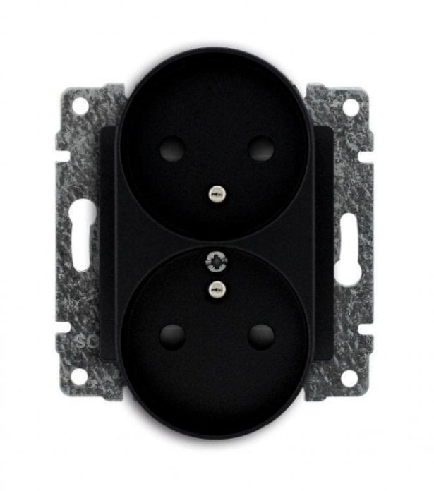 KOS Gniazdo podwójne z uziemieniem bez ramki 2 x 2P+Z 16A 250V matowy czarny 520947