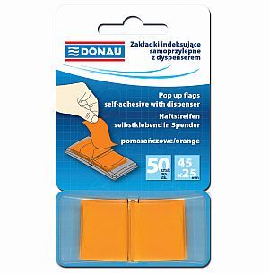 Donau ZAKŁADKA INDEKSUJĄCA Z DYSPENSEREM, DONAU, PP, 45X25MM, 50K, POMARAŃCZOWA 7558001PL-07