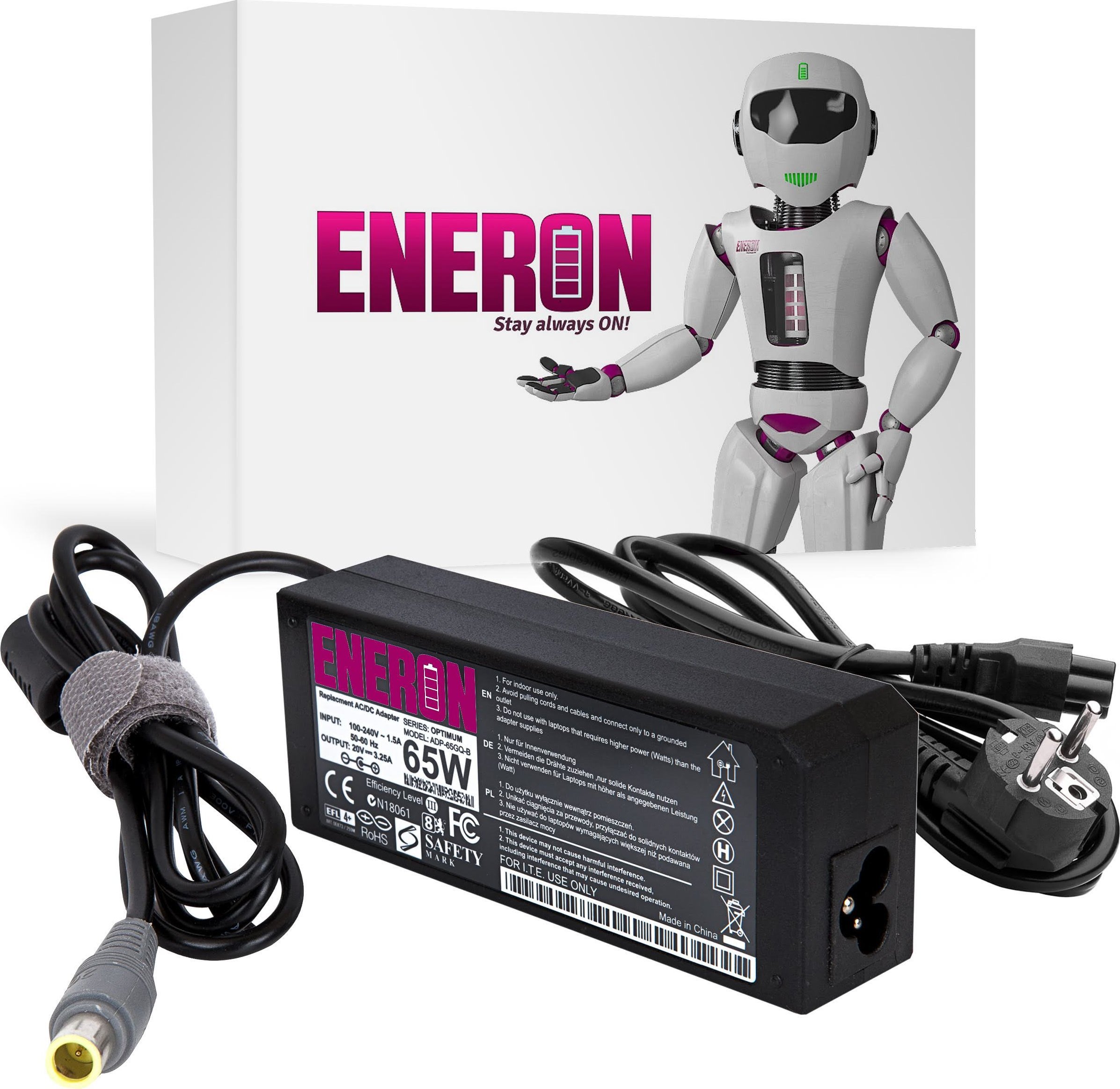Zasilacz do laptopa Eneron 65 W, 5.5 mm, 3.25 A, 20 V