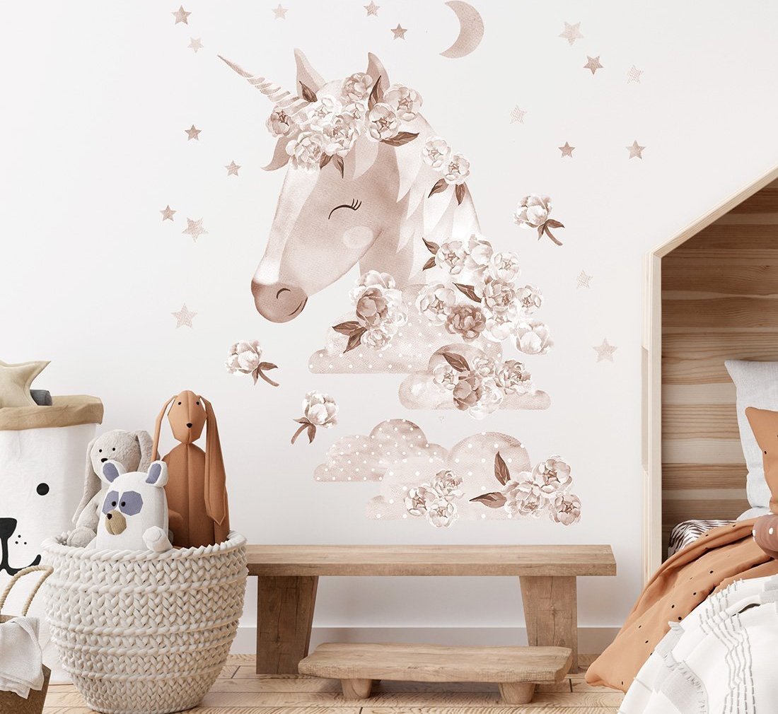 Pastelowe Love Pastelowe Love Jednorożec boho - Naklejka na ścianę