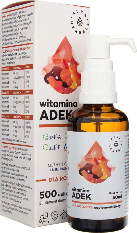 Aura Herbals Aura Herbals Witamina ADEK dla rodziny w kroplach - 50 ml