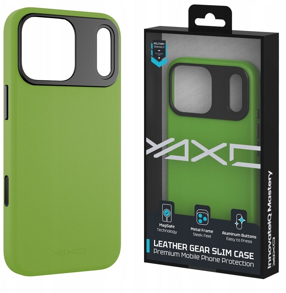 Yaxo Etui na telefon Leather Gear Slim Case MagSafe iPhone 17 Pro Max Tropic Green