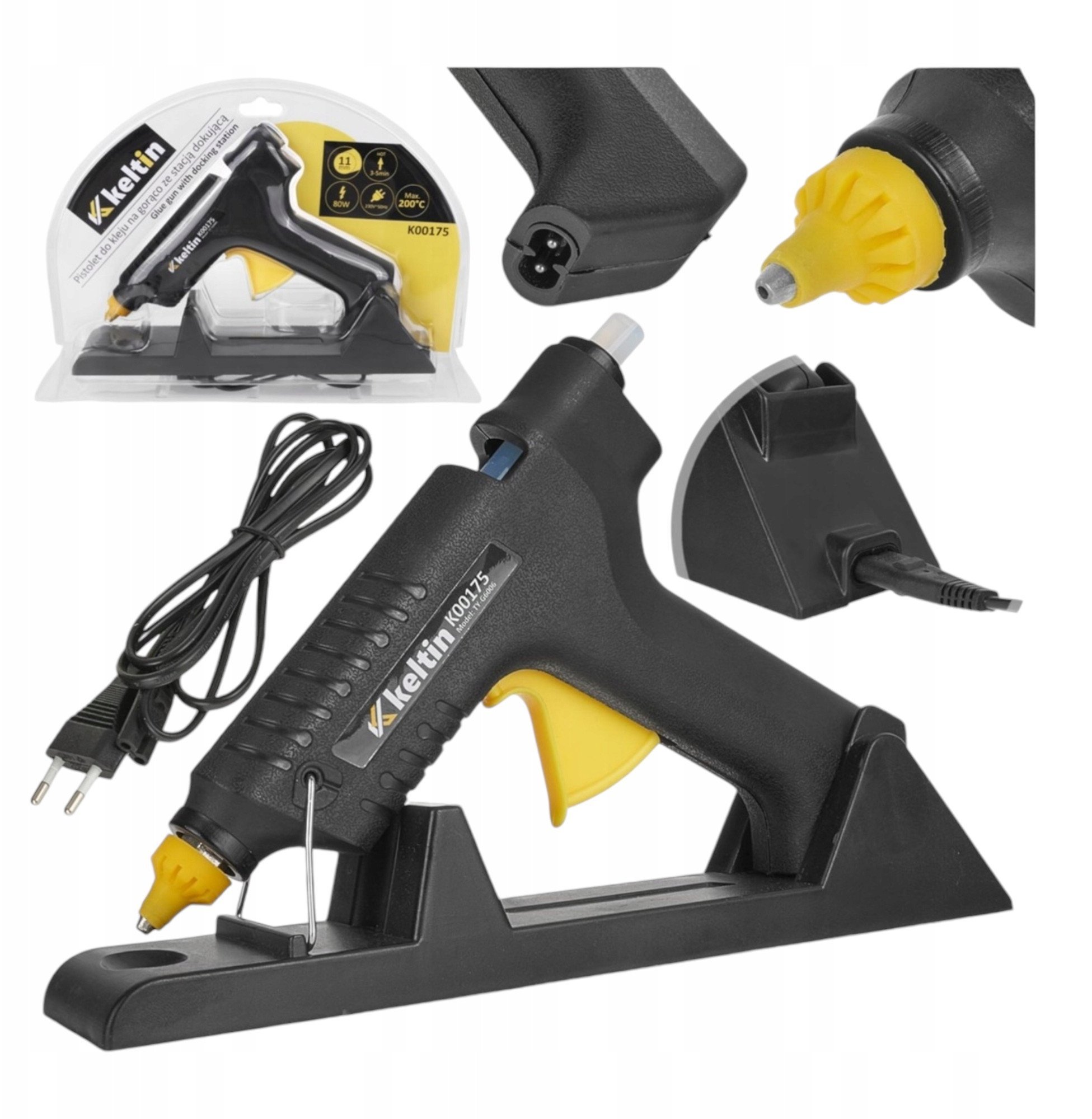 Pistolet do kleju na gorąco bezprzewodowy ze stacją dokującą 80W 11mm (12/24)