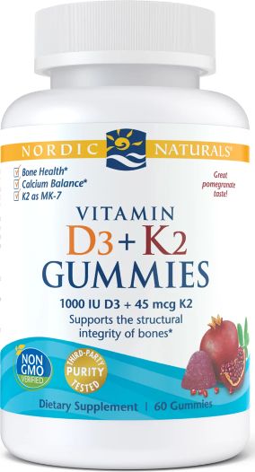 Nordic naturals Nordic Naturals - Witamina D3+K2, Smak Granatu, 60 żelek