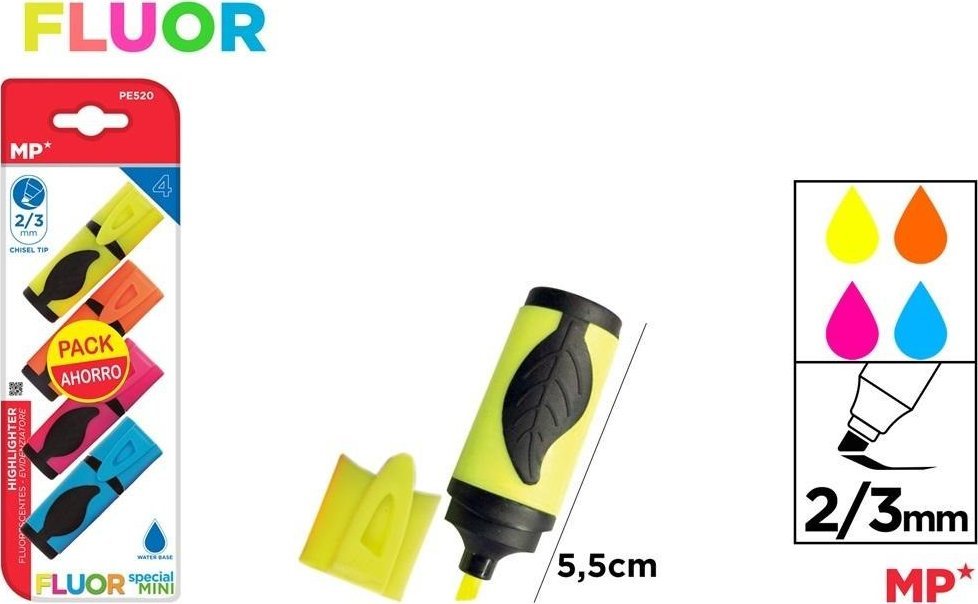 Zakreślacz fluorescencyjny mini 4 kolory