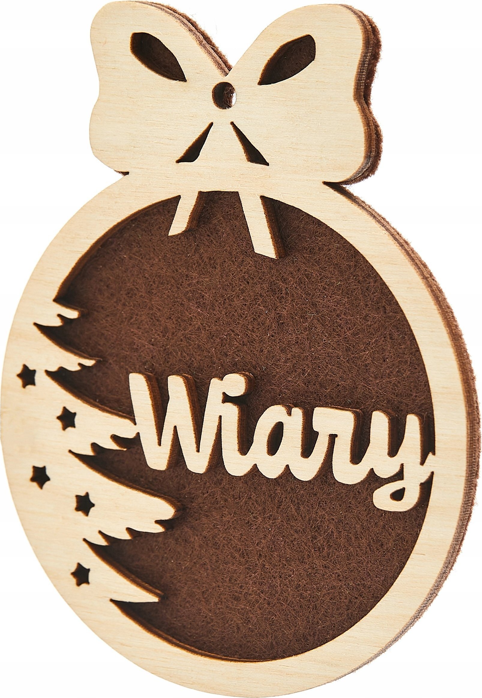 Techrebal BOMBKA CHOINKOWA DREWNIANA Z ŻYCZENIAMI BRĄZOWA